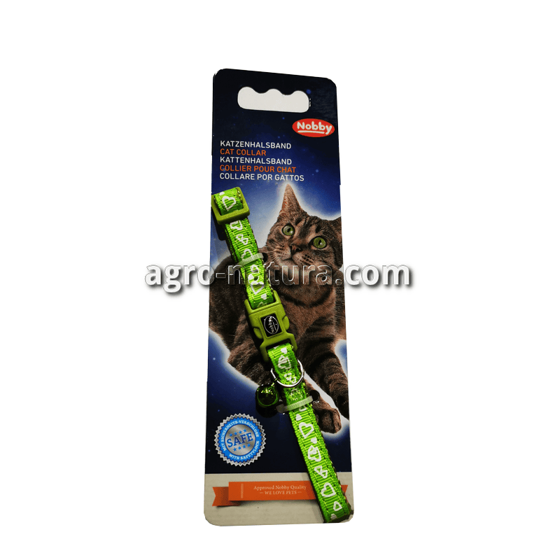 COLLAR GATO CORAZON VERDE